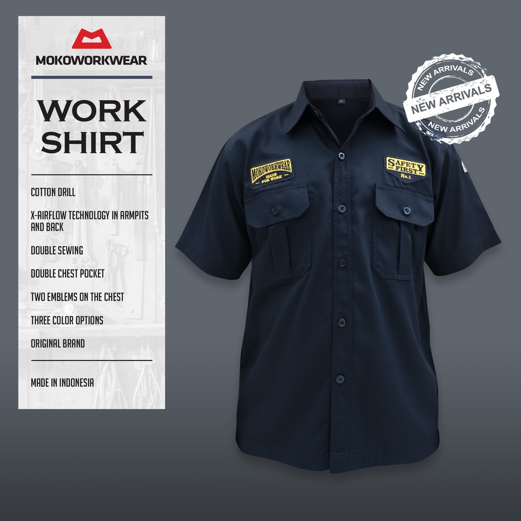 Jual Mokoworkwear ENGINEER WORKSHIRT SERIES - BLACK | Shopee Indonesia