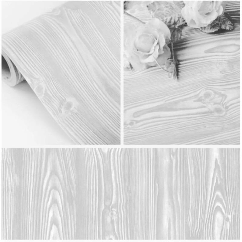 Jual Wallpaper sticker motif kayu muda serat abu uk 4mx45cm bahan pvc