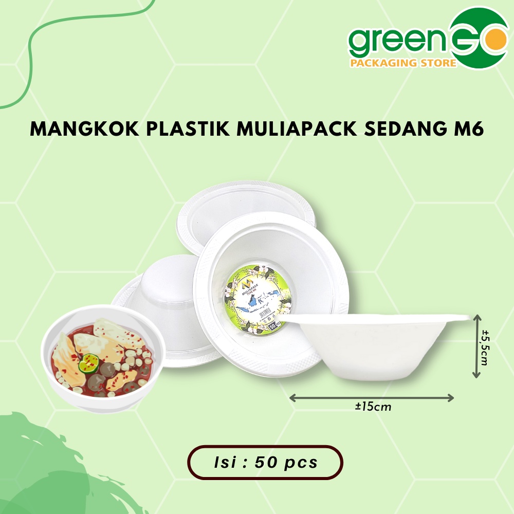 Jual Mangkok Plastik Sekali Pakai M6 15cm 50pcs Muliapack Ukuran Sedang