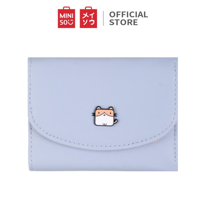Jual MINISO Dompet Wanita Kecil Mini Pendek Wallet Simple - Biru Muda ...