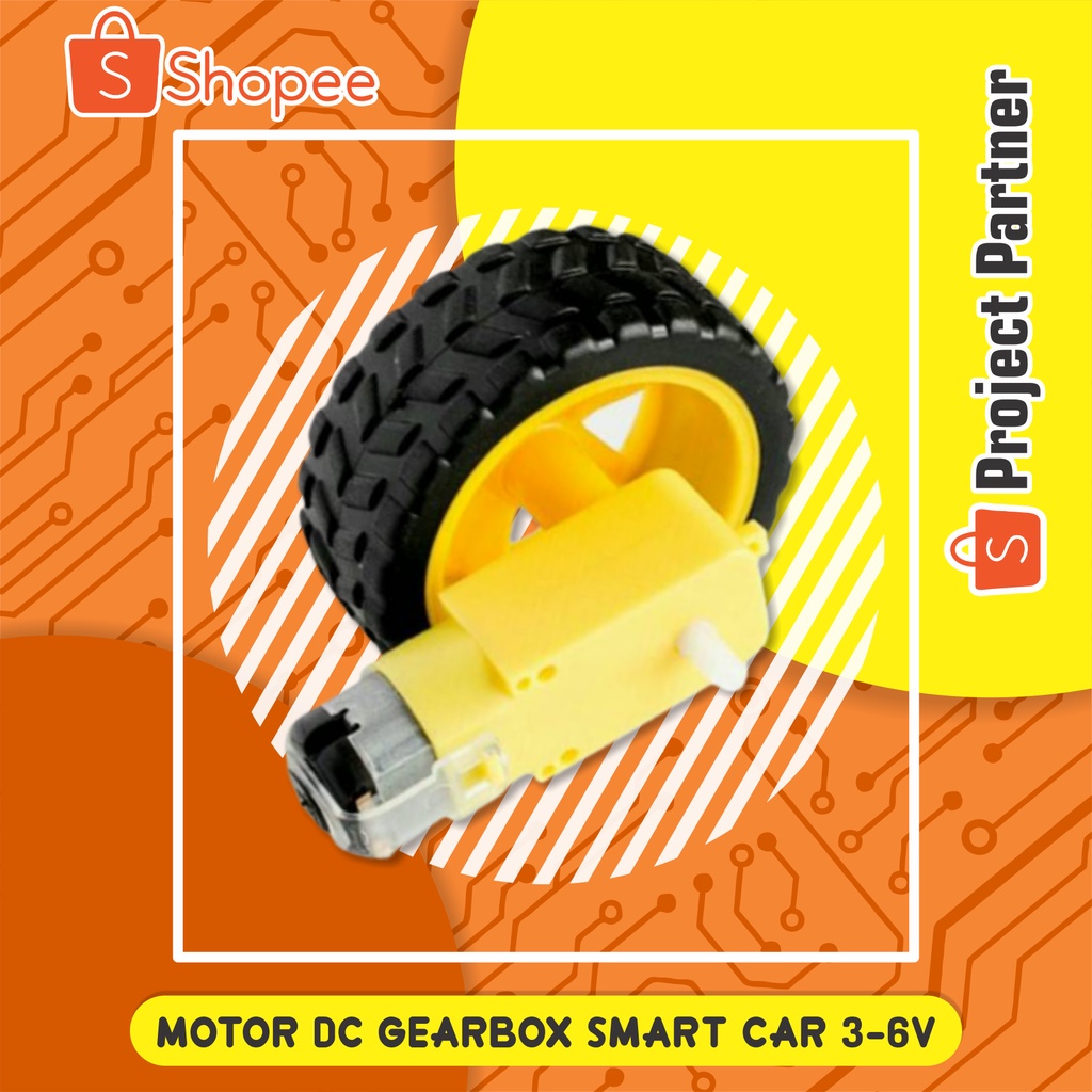 Jual Motor DC Gearbox Smart Car 3-6v Smart Robot arduino + wheel Tire ...