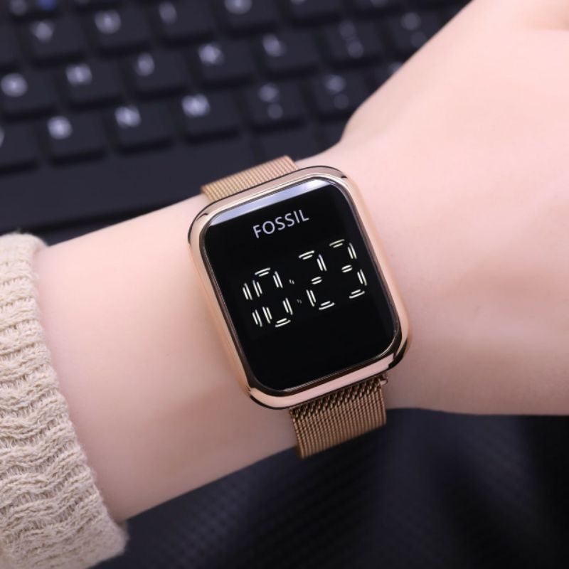 Jual best seller terbaru jam tangan digital wanita FOS kotak LED