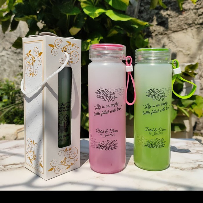 Jual Souvenir Pernikahan Tumbler Kaca Dof Warna Botol Kaca Sablon Custom Kemas Shopee Indonesia 4220