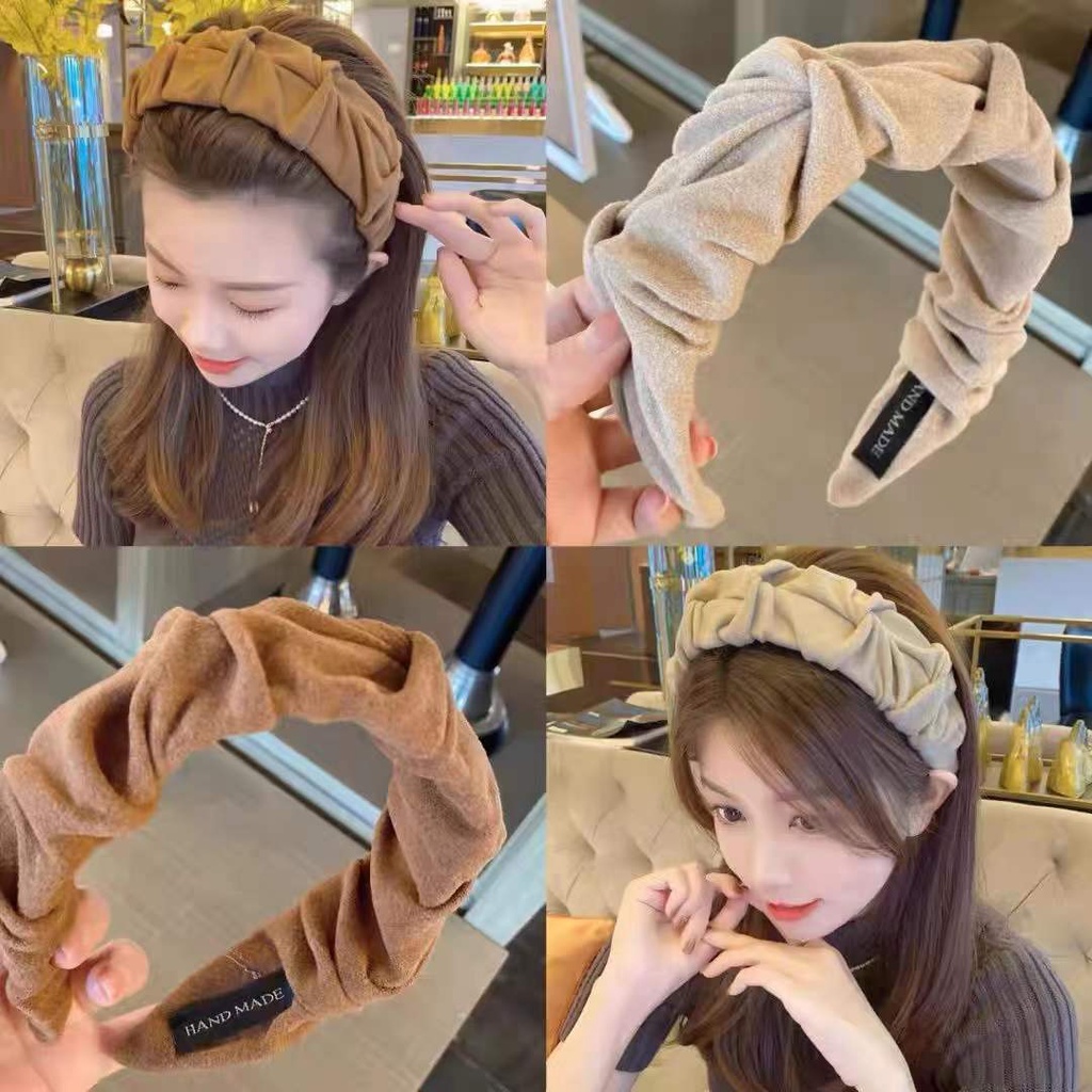 Jual KOREAN STYLE BANDANA BERKERUT/BIG HEADBAND/BANDO BERKERUT BAHAN
