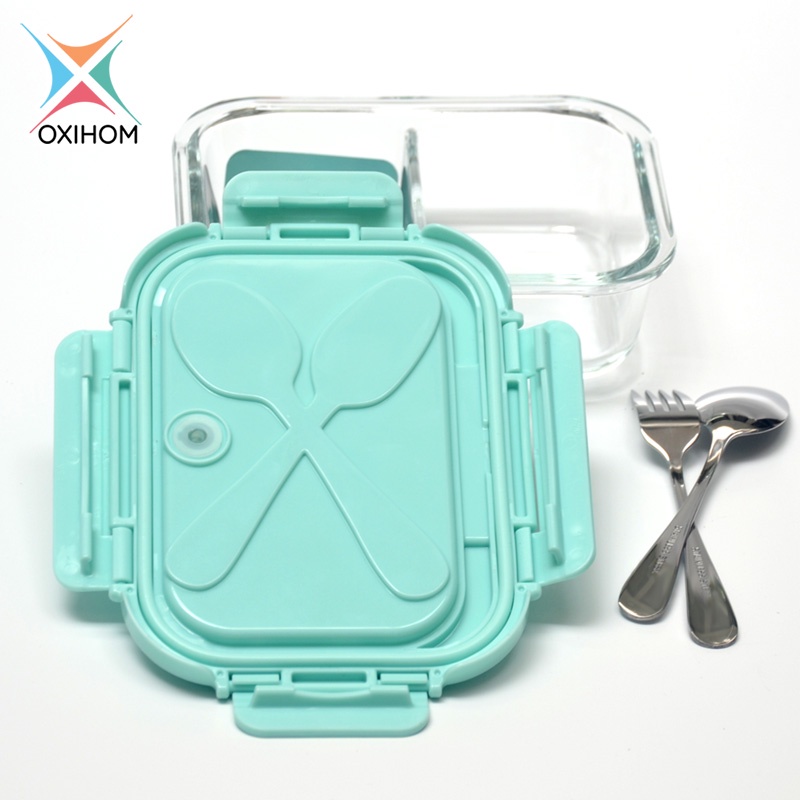 Jual Oxihom Kotak Tempat Makan Kaca Glass Food Container Sendok Garpu ...