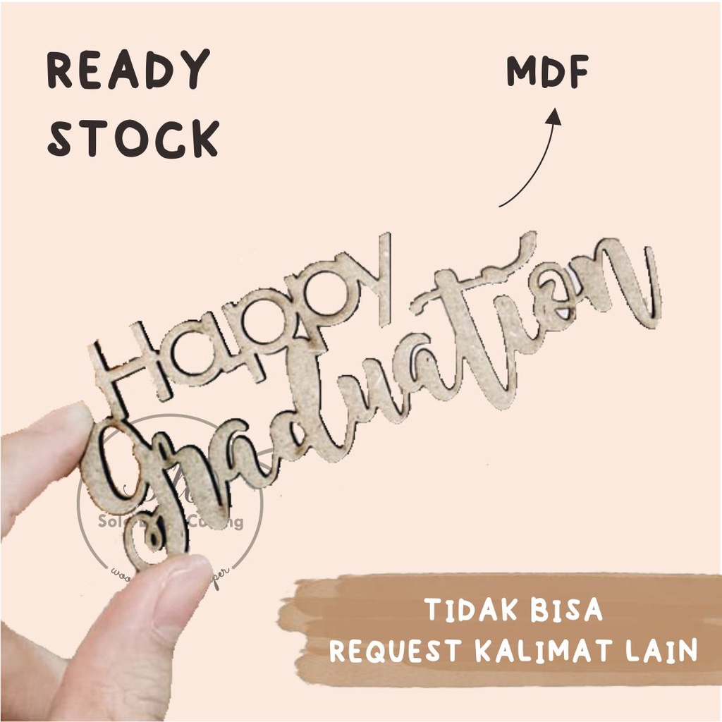 Jual Kayu MDF Chipboard Scrapbook Happy Graduation Script TULISAN