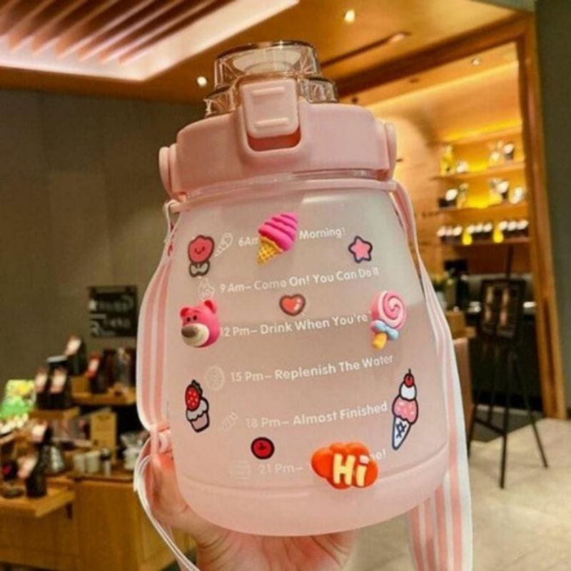 Jual Botol Minum Time Motivasi Gradasi 1300 ml Sticker 2D+3D Gemoy (1,3 ...