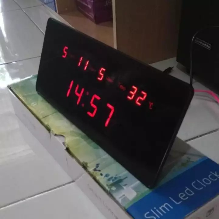Jual Jam Digital 2510 led merah bisa di meja dan dinding lengkap dengan ...