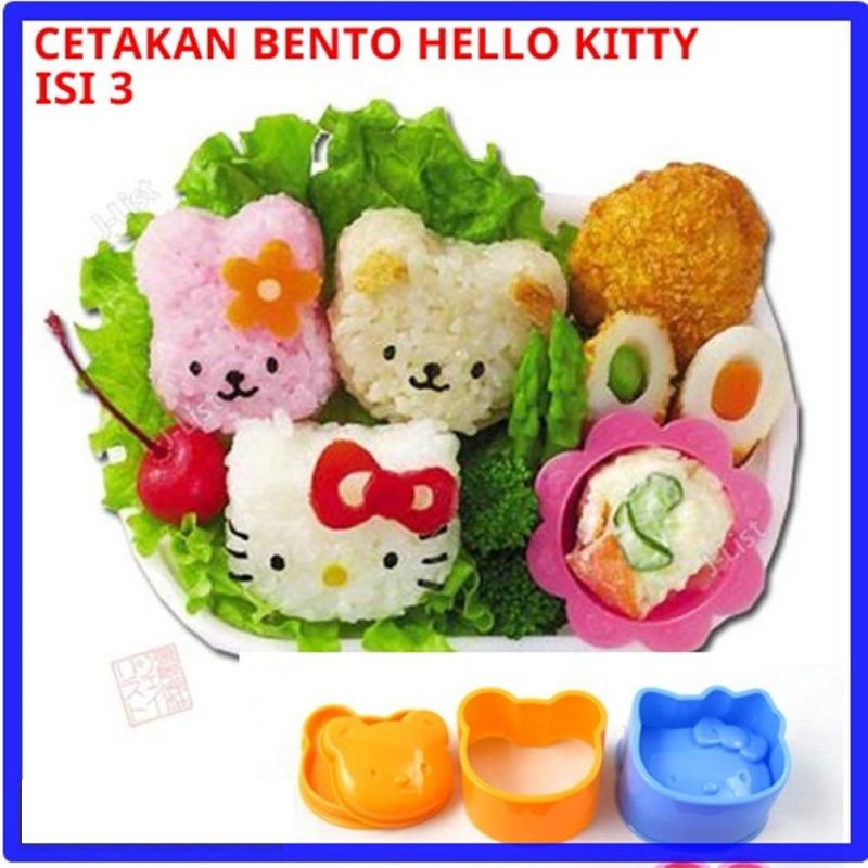 Jual Cetakan Nasi Rice Mold Bento 3 In 1 Karakter 1 Set Isi 3