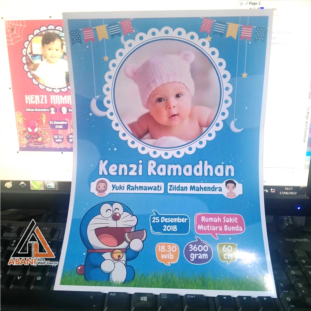 Jual Custom Baby Bio Biodata Bayi Cetak Saja Dan Cetak Plus Bingkai ...