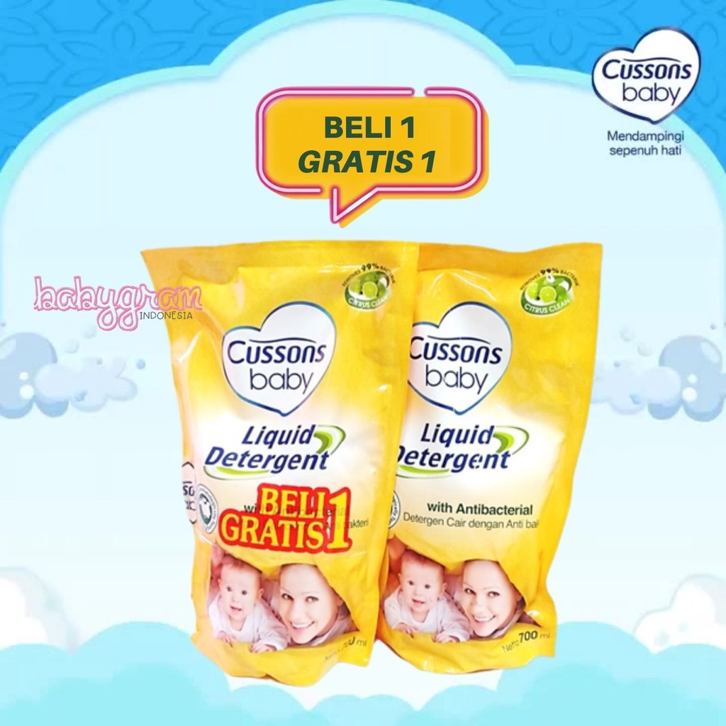 Jual BELI 1 GRATIS 1 Cussons Baby Liquid Detergent Deterjen 700 + 700 ...