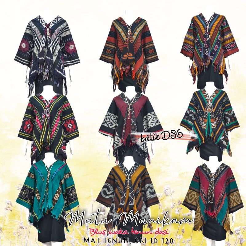 Jual Blouse Tenun Etnik Waka Dasi Model Sayap Blus Wanita Perempuan