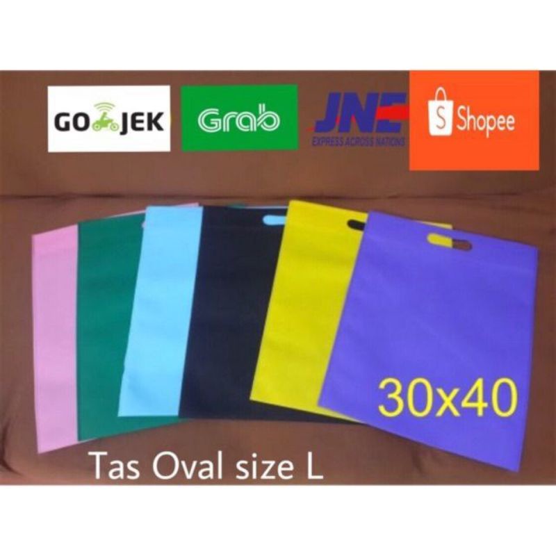 Jual 30x40 Tas Kain Spunbond Oval L Polos Murah Goodie Bag Shopping Bag Tas Kain 1 Pack Isi 20