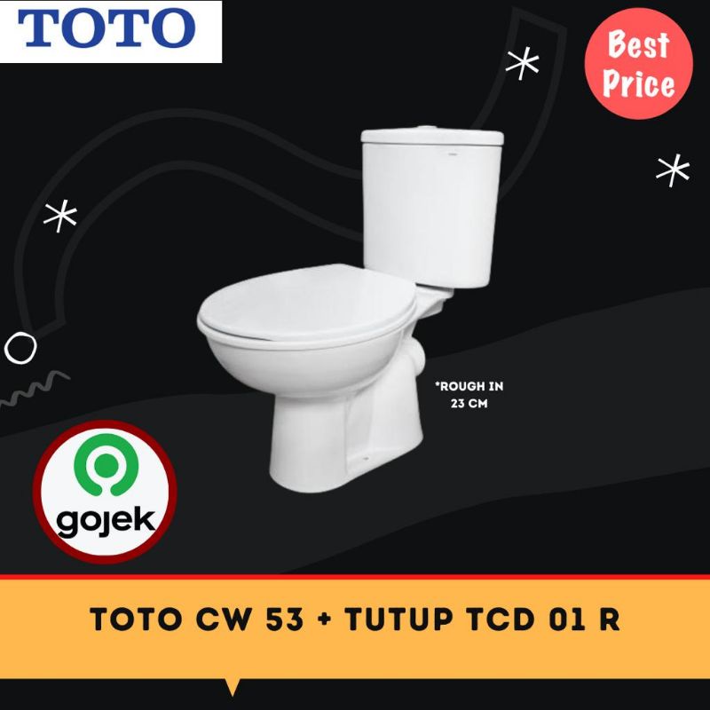 Jual TOTO CLOSET DUDUK CW 53 + SW 53JP/53 + TCD 01R MONOBLOK TOTO CW53 ...