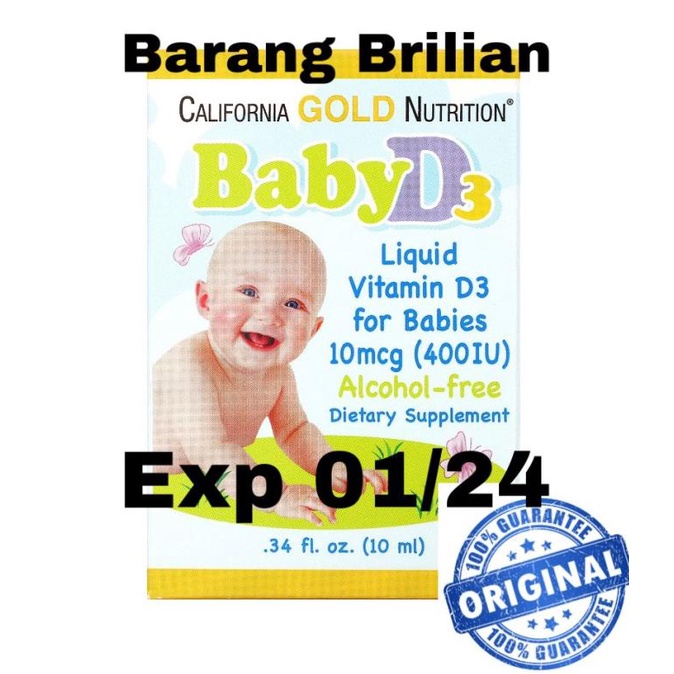 Jual California Gold Nutrition baby vitamin D3 drop 400 IU 10 ml ...