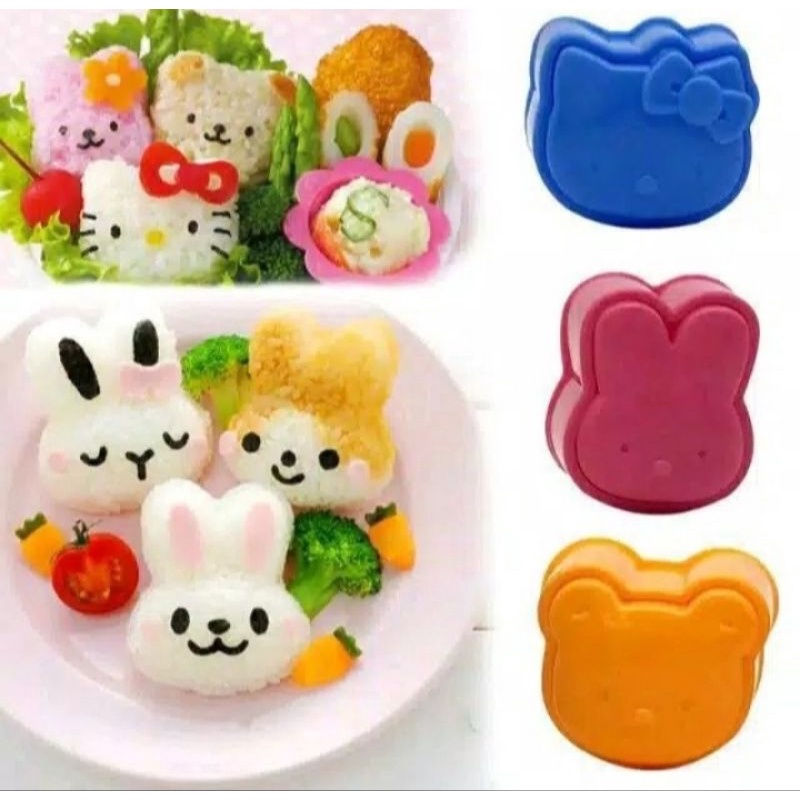 Jual Cetakan Nasi 3in1 Ricemold Onigiri Bento Beruang Hello Kitty