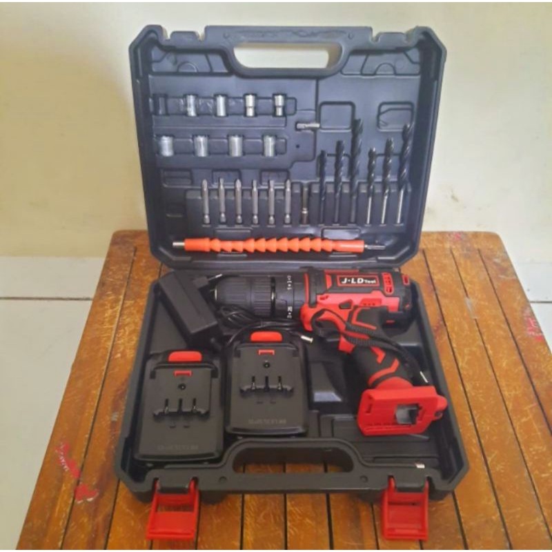 Jual Mesin Bor Jld Baterai Cordless Hammer Drill V Set Mm Shopee