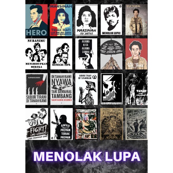 Jual Poster Menolak Lupa (Wiji Thukul, Marsinah, Munir, Tan Malaka ...