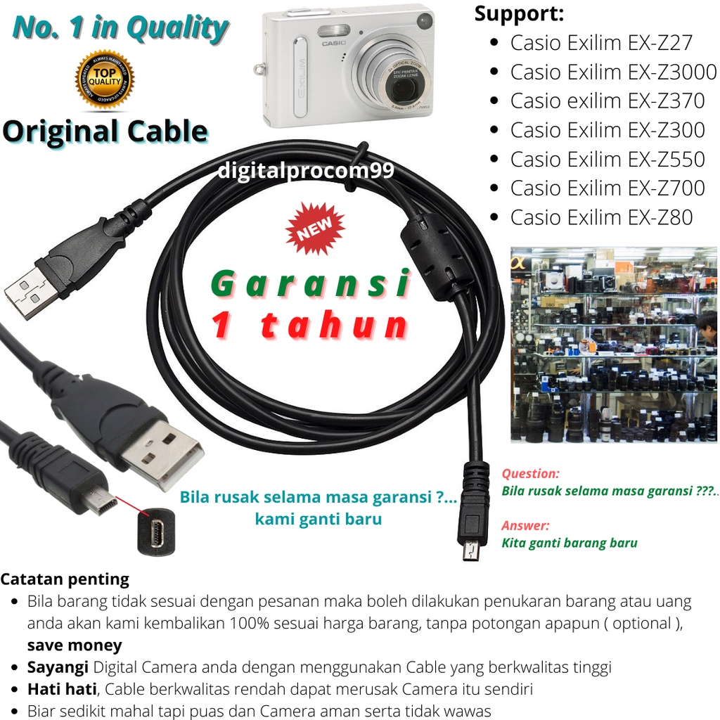 Jual Kabel USB kamera digital Casio Exilim EX-Z27 EX-Z3000 Jual Kabel USB kamera digital Casio Exilim EX-Z27 EX-Z3000