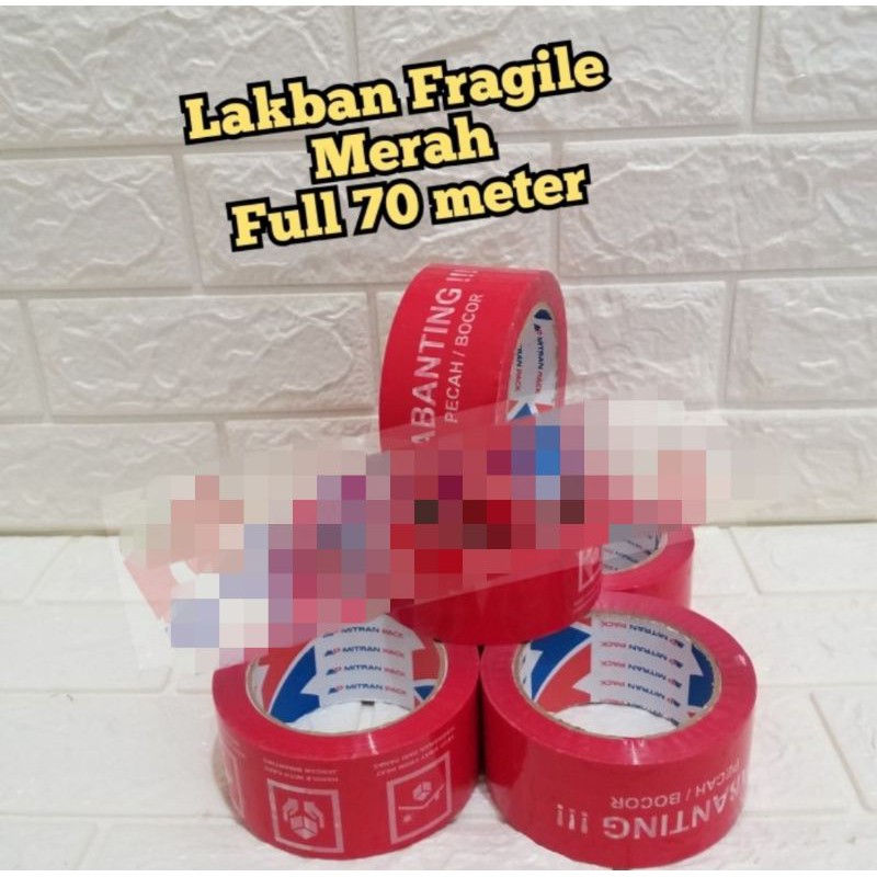 Jual LAKBAN FRAGILE MERAH 2