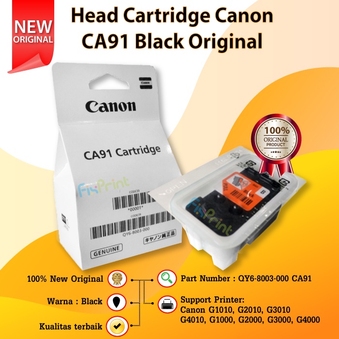 Jual Head Cartridge Printer Canon CA91 BH7 G1000 G2000 G3000 GI790 Black New Original, Murah