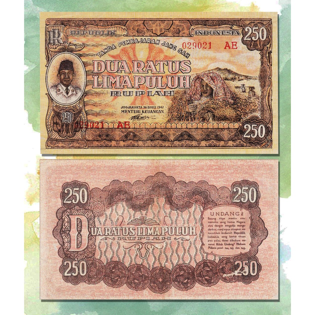 Jual Uang Kuno Soekarno 250 Rupiah tahun 1947 Souvenir Replika Repro ...