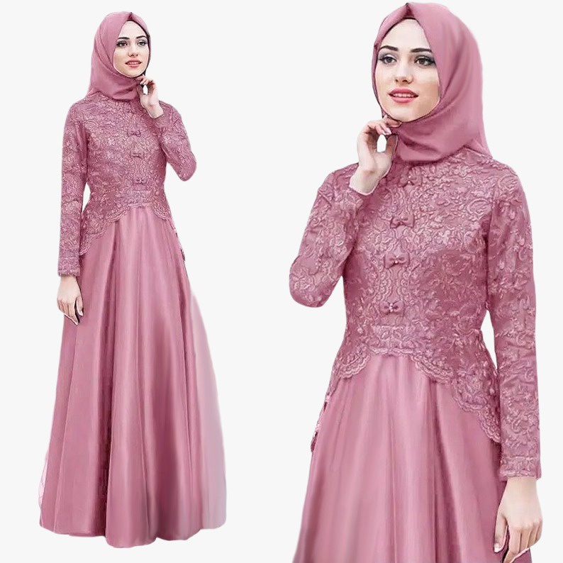 Long dress brukat hijab best sale