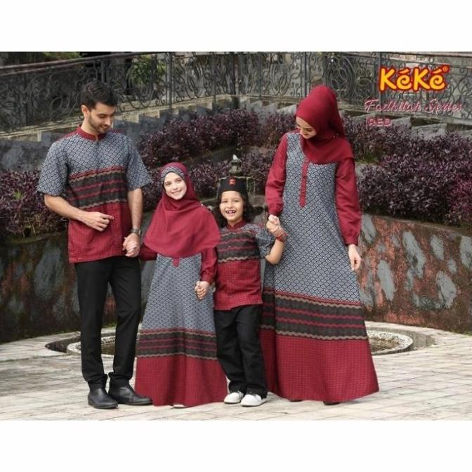 Jual BAJU MUSLIM KELUARGA KEKE SARIMBIT KELUARGA FADHILAH SERIES RED