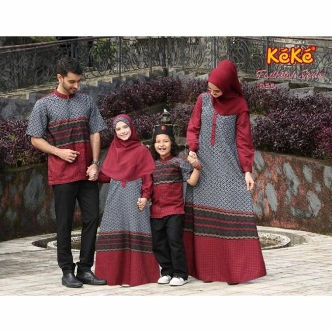 Jual Baju Muslim Keluarga Keke Sarimbit Keluarga Fadhilah Series Red