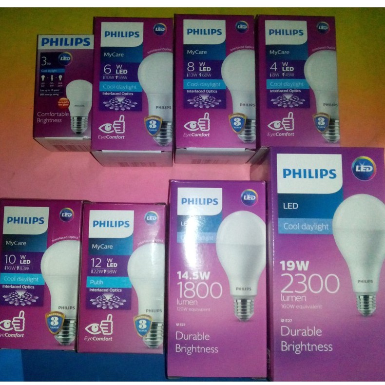 Jual Lampu Bohlam LED Philips, 3W, 4W, 6W, 8W,10W, 12W, 14,5W, 19W ...