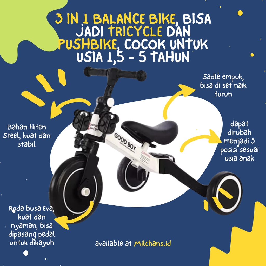 Balance bike yang bisa dipasang clearance pedal