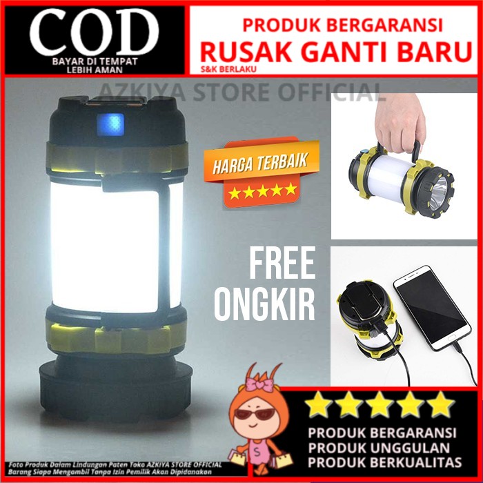 Jual SENTER LAMPU POWERBANK LED PORTABLE LAMP DARURAT TERANG CAHAYA ...