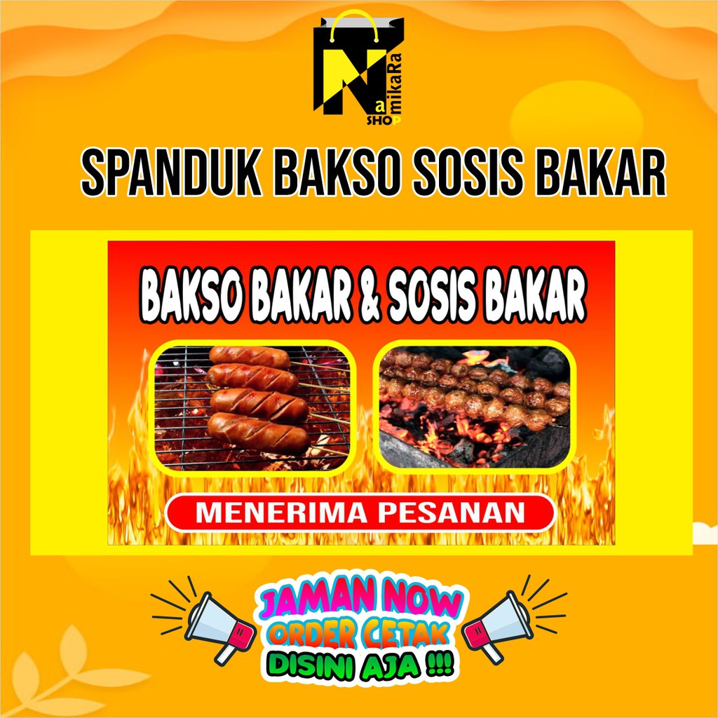 Jual Spanduk Banner Backdrop Sosis Dan Bakso Bakar Banner Jajanan