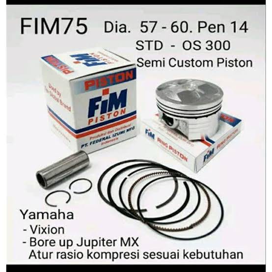 Jual PISTON SEHER KIT SET FIM 75 ukuran 57 57,5 58 58,5 59 59,5 60 mm
