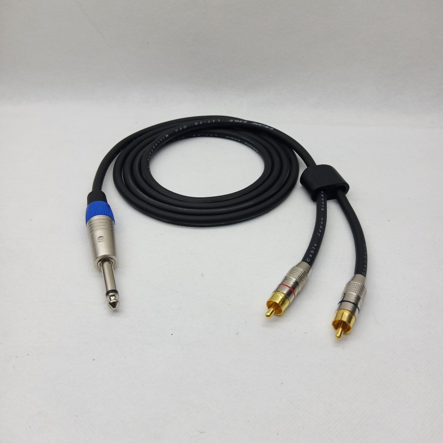 Jual Kabel jack rca 2 ke 1 akai 6.5 mono canare 3 meter | Shopee Indonesia