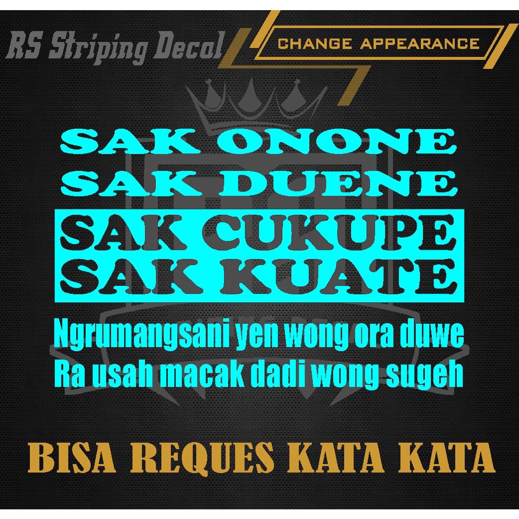 Jual STICKER KATA KATA SAK ONONE/CUSTOM CUTTING KATA BODY/KACA MOBIL ...