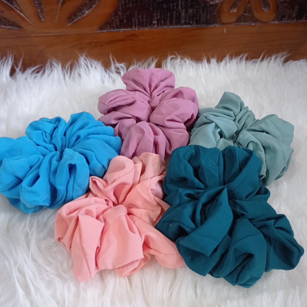 Jual Scrunchie Korea Ikat Rambut Cepol Hijab Hair Tie Polos Shopee Indonesia 