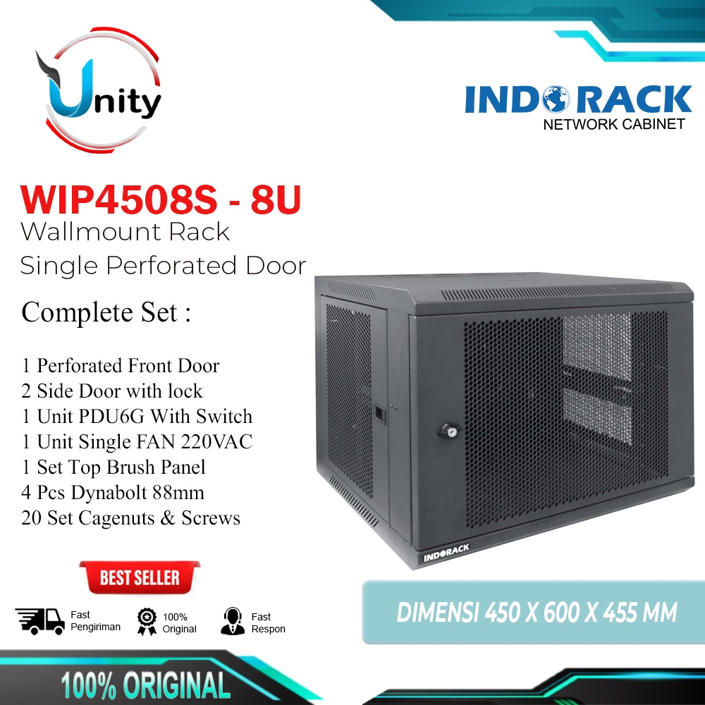 Jual [𝐇𝐈𝐆𝐇 𝐐𝐔𝐀𝐋𝐈𝐓𝐘] INDORACK Wallmount Rack Server 8U WIP4508S Depth ...