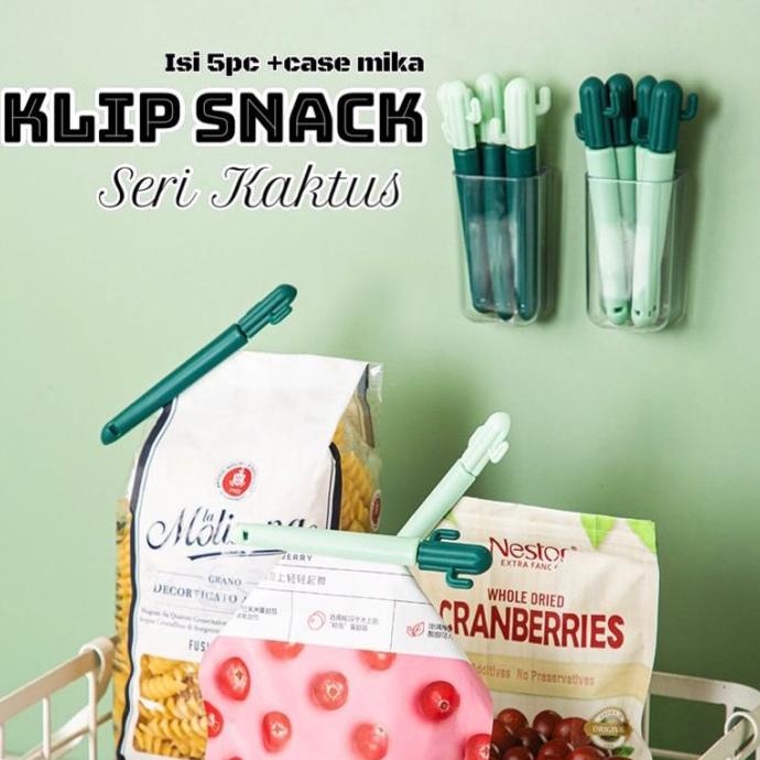 Jual AZ Jepitan Plastik Snack Klip Kaktus Isi 5pc Ada Tempat Case Mika ...