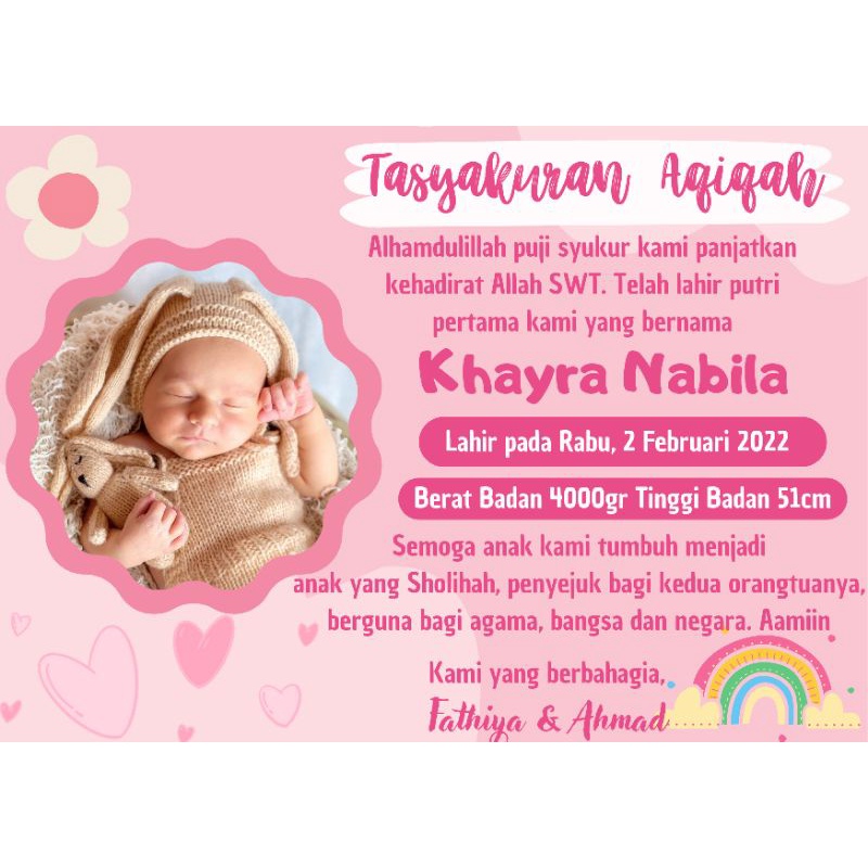Jual CETAK KARTU STIKER TASYAKURAN AQIQAH/ KARTU LABEL UCAPAN SYUKURAN