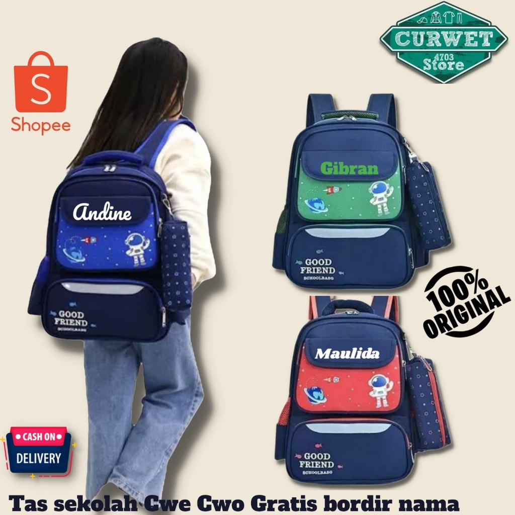 Jual TAS RANSEL SEKOLAH ANAK TK/SD FREE BORDIR NAMA SUKA-SUKA | Shopee ...