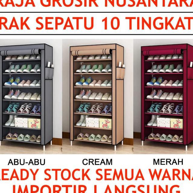 Jual RAK SEPATU 10 TINGKAT KAIN WARNA RAK SEPATU LEMARI SEPATU RAK ...