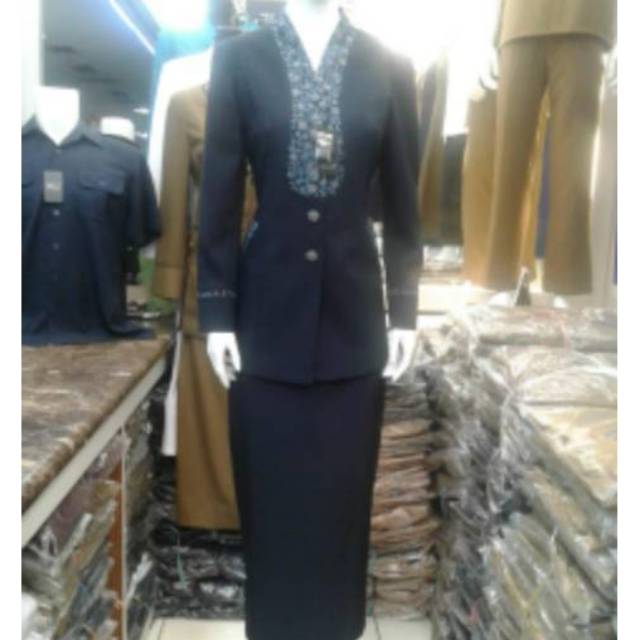 Jual Seragam Princessfa Blazer Biru Dongker Batik Shopee Indonesia