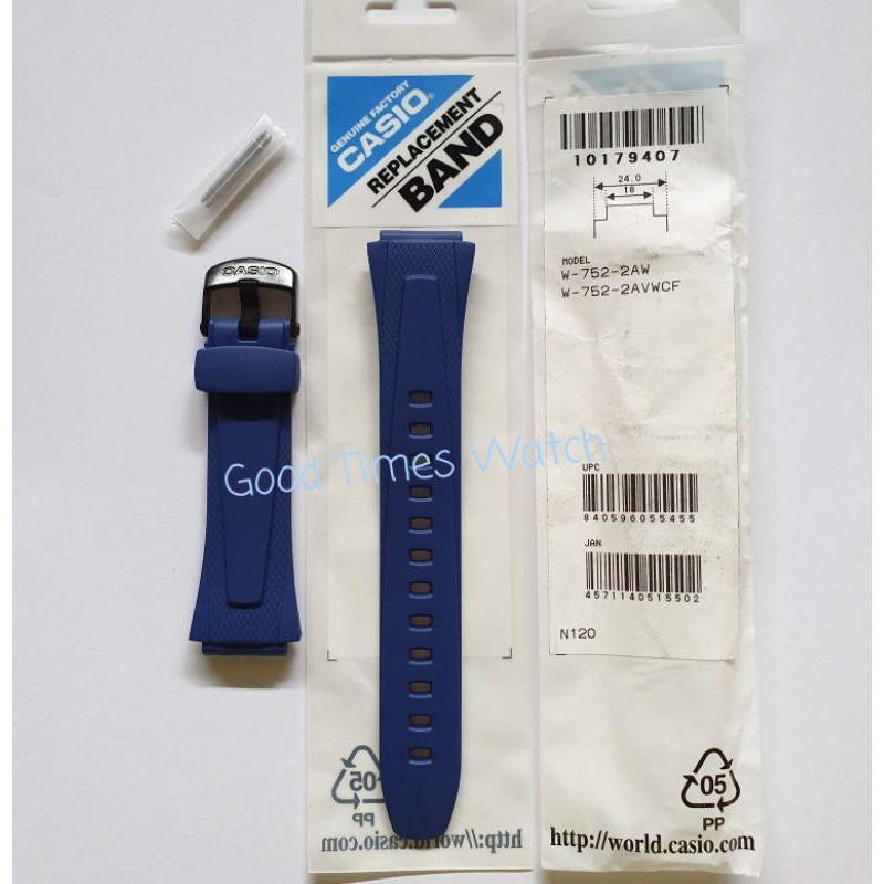 Cinturino Originale Casio Per W-756: Blu Scuro, Ricambio Ufficiale 10287401