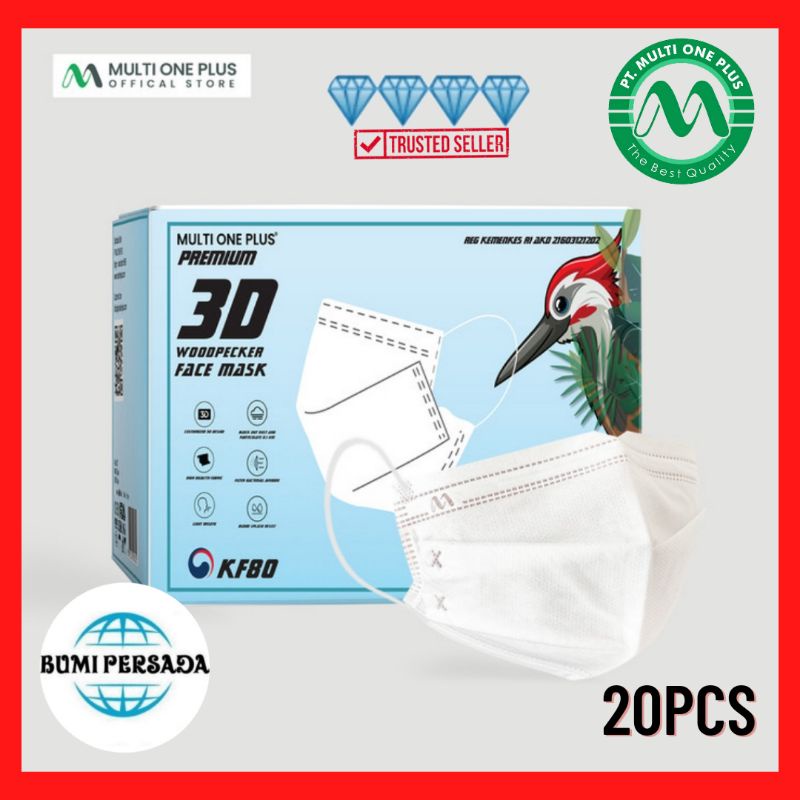 Jual Multi One Plus KF80 Masker 3ply Medis Korea WoodPecker isi 20 pcs ...