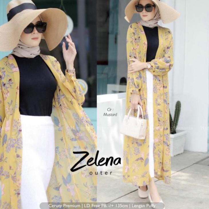 Jual ZELENA LONG OUTER CARDIGAN PANJANG CERUTY MOTIF BUNGA Zea Outer ...