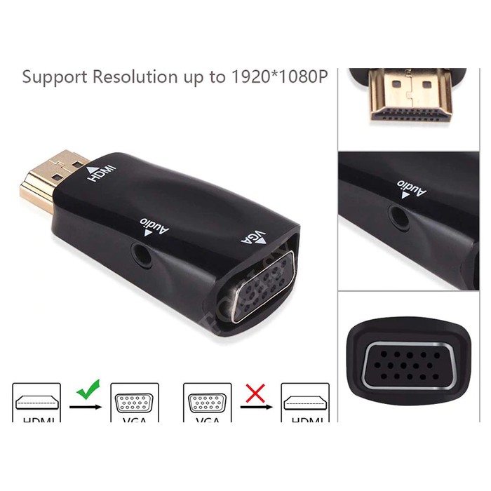 Jual Konverter Dari Hdmi Ke Vga Male To Female Hdmi To Vga Adapter Hd P Audio Cable