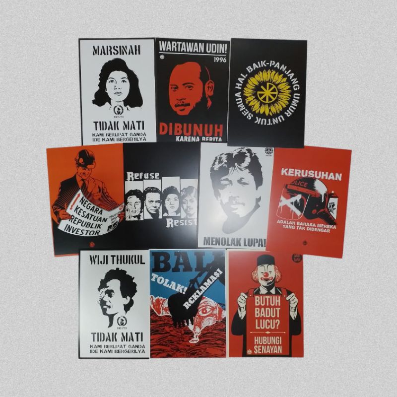 Jual (10 pcs) Poster pack A5 Reformasi ( Wiji Thukul, Bali Tolak ...