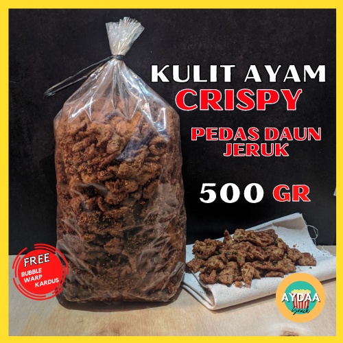 Jual Kripik Keripik Kulit Ayam Crispy 500gram Pedas Daun Jeruk Cabe