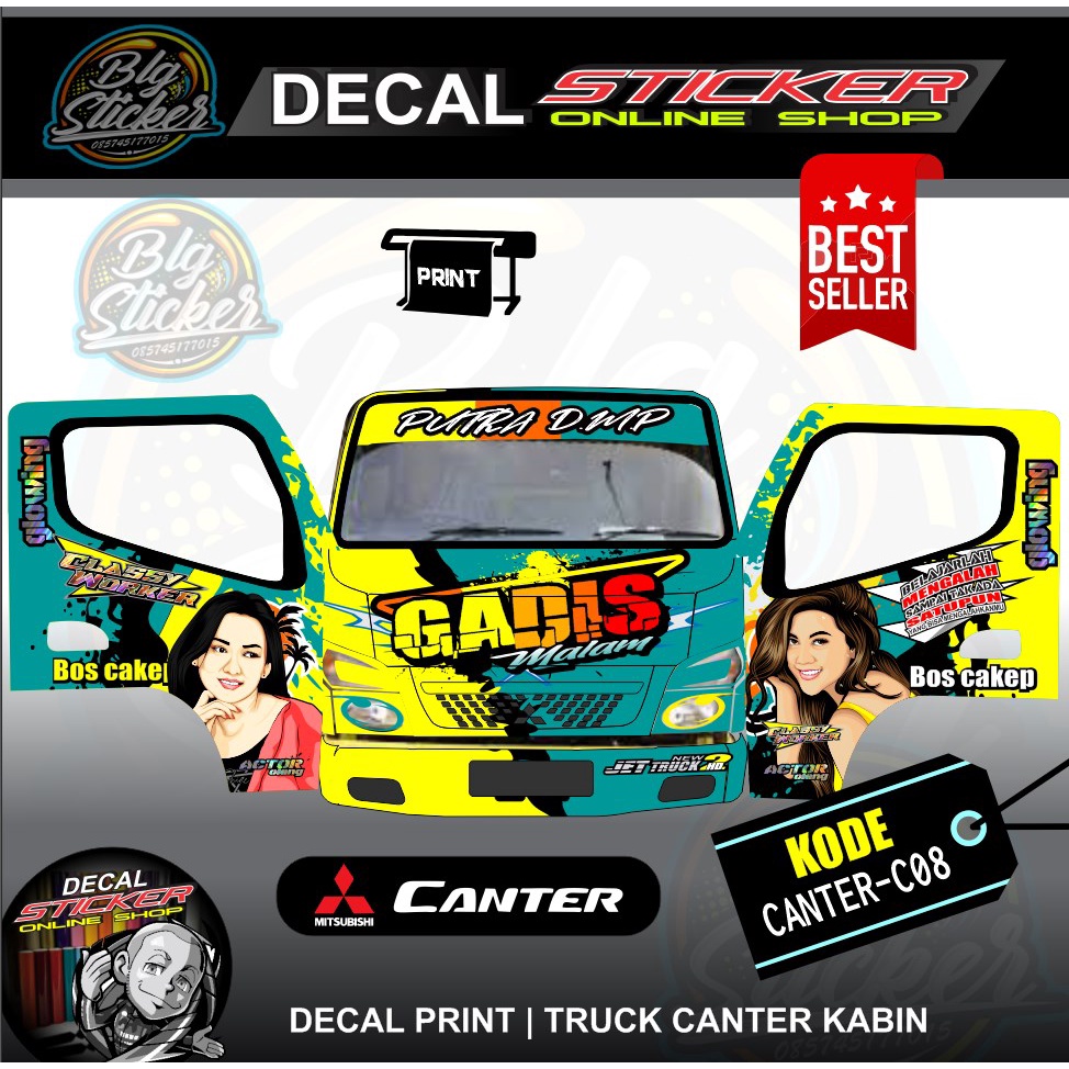 Jual STIKER MOBIL TRUCK CANTER STICKER DECAL PRINT FULL KABIN VARIASI ...